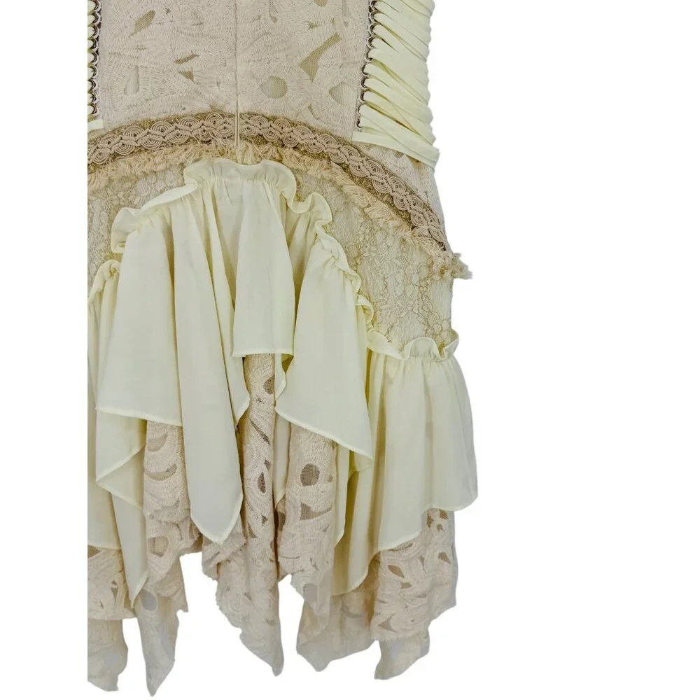 NWT Free People Ixiah Liminal Ivory Lace Ruffle Mini Dress | Grunge Fairycore 6 - Picture 11 of 16